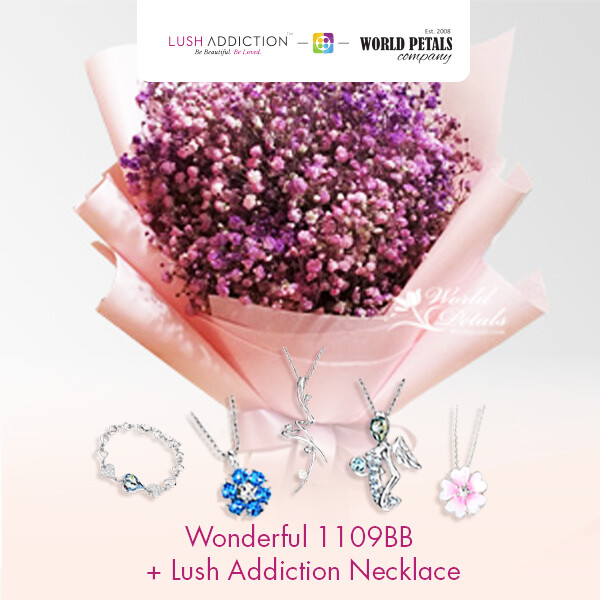Wonderful Bouquet  + Lush Addiction Necklace (By: World Petals Florist from KL)