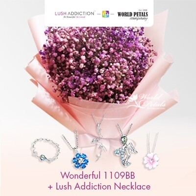 Wonderful Bouquet  + Lush Addiction Necklace (By: World Petals Florist from KL)