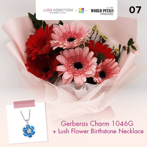Gerberas Charm + Lush Addiction Necklace (By: World Petals Florist from KL)