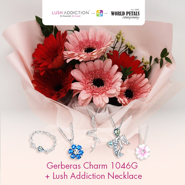 Gerberas Charm + Lush Addiction Necklace (By: World Petals Florist from KL)