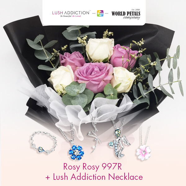 Rosy Rosy + Lush Addiction Necklace (By: World Petals Florist from KL)