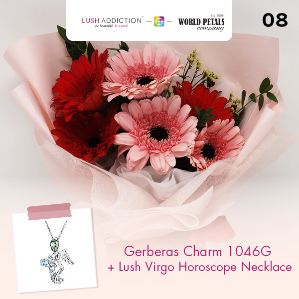 Gerberas Charm + Lush Addiction Necklace (By: World Petals Florist from KL)