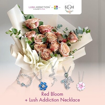 Red Bloom  + Lush Addiction Necklace (By: Keshwini Florist from KL