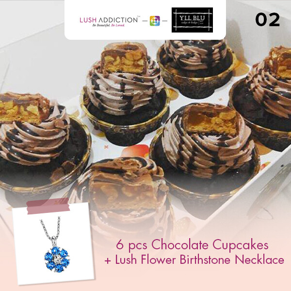 6pcs Chocolate Cupcakes + Lush Addiction Necklace (By: YII Blu Cakes &amp; Bakes from Kuala Lumpur)