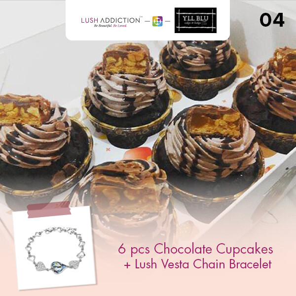 6pcs Chocolate Cupcakes + Lush Addiction Necklace (By: YII Blu Cakes &amp; Bakes from Kuala Lumpur)