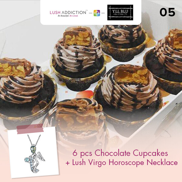6pcs Chocolate Cupcakes + Lush Addiction Necklace (By: YII Blu Cakes &amp; Bakes from Kuala Lumpur)