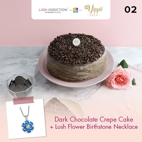 Dark Chocolate Mille Crepe Cake + Lush Addiction Necklace (By: Yippii Gift Cake from Kuala Lumpur)