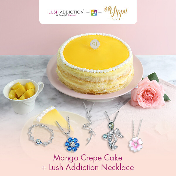 Mango Mille Crepe Cake + Lush Addiction Necklace (By: Yippii Gift Cake from Kuala Lumpur)