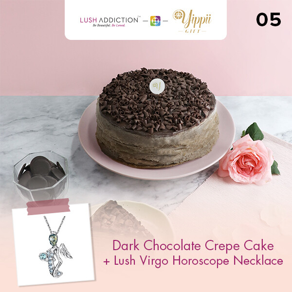 Dark Chocolate Mille Crepe Cake + Lush Addiction Necklace (By: Yippii Gift Cake from Kuala Lumpur)