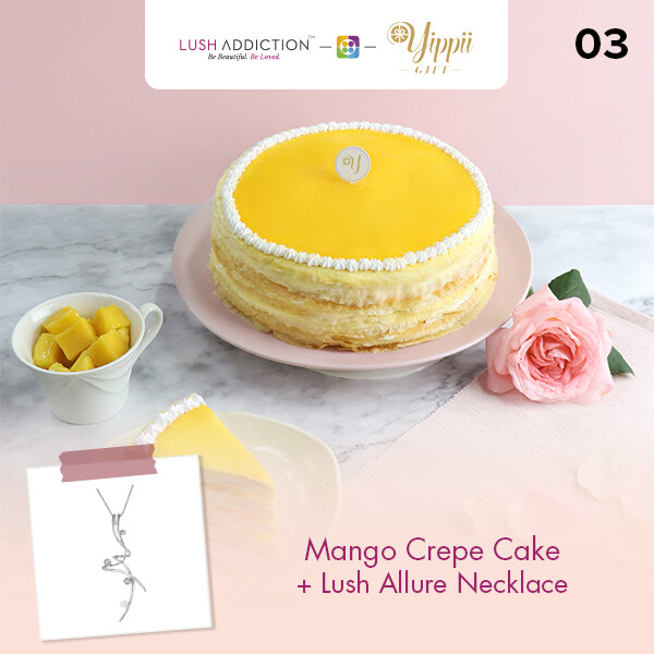 Mango Mille Crepe Cake + Lush Addiction Necklace (By: Yippii Gift Cake from Kuala Lumpur)