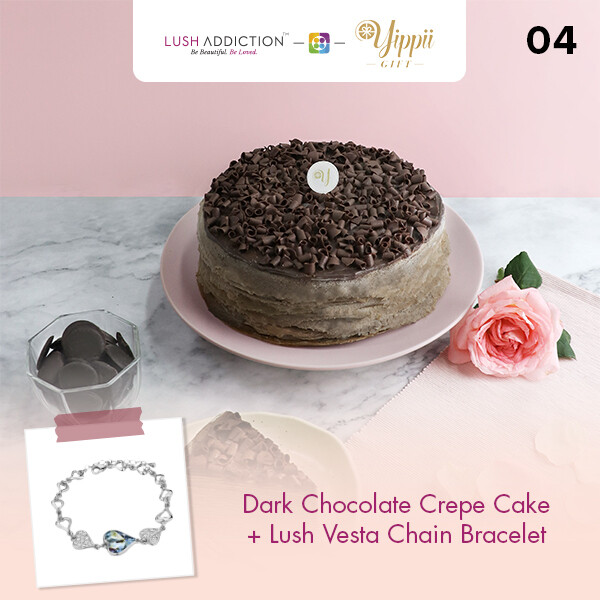 Dark Chocolate Mille Crepe Cake + Lush Addiction Necklace (By: Yippii Gift Cake from Kuala Lumpur)