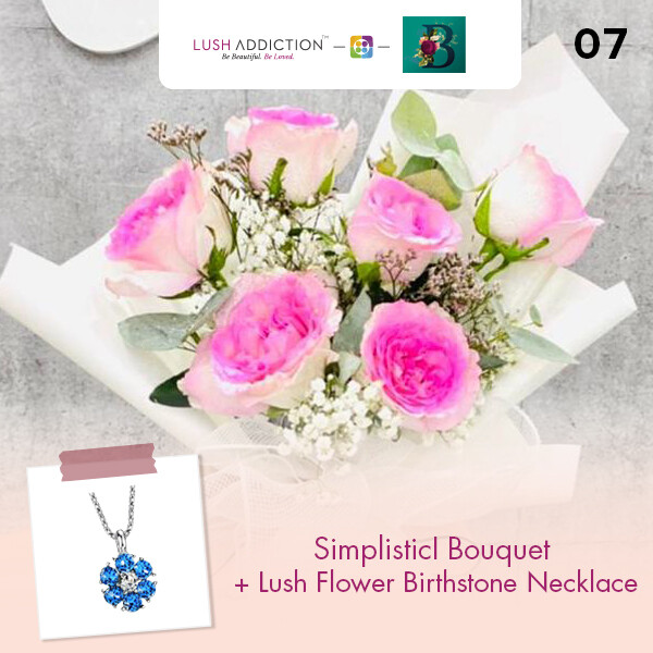 Simplistic Bouquet + Lush Addiction Necklace (By: The Bliss Florist from Melaka)