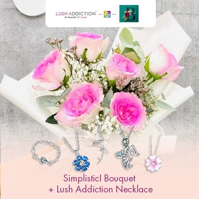 Simplistic Bouquet + Lush Addiction Necklace (By: The Bliss Florist from Melaka)