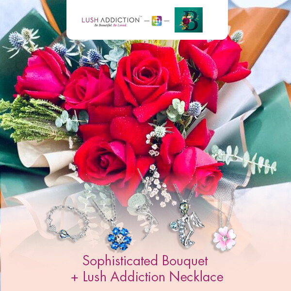 Sophisticated Bouquet + Lush Addiction Necklace (By: The Bliss Florist from Melaka)