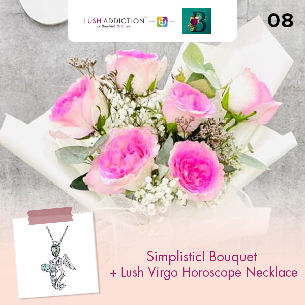Simplistic Bouquet + Lush Addiction Necklace (By: The Bliss Florist from Melaka)