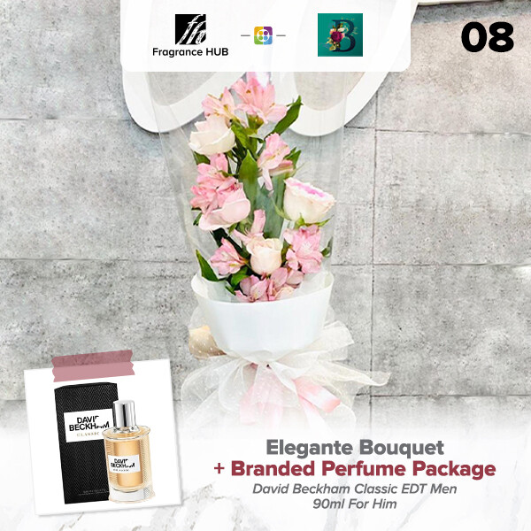 Elegante Bouquet + Fragrance Hub Branded Perfume (By: The Bliss Florist from Melaka)
