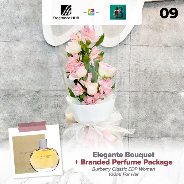 Elegante Bouquet + Fragrance Hub Branded Perfume (By: The Bliss Florist from Melaka)