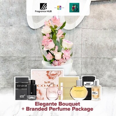 Elegante Bouquet + Fragrance Hub Branded Perfume (By: The Bliss Florist from Melaka)