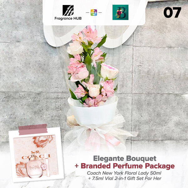 Elegante Bouquet + Fragrance Hub Branded Perfume (By: The Bliss Florist from Melaka)