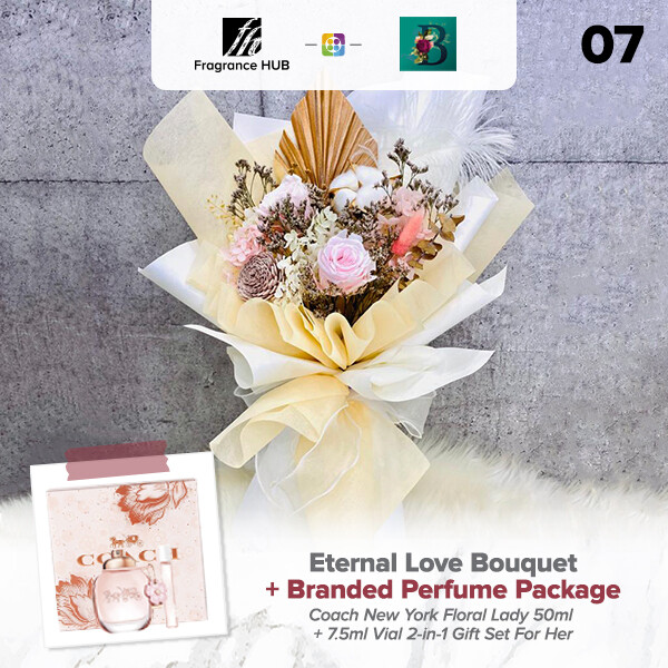 Eternal Love Bouquet + Fragrance Hub Branded Perfume (By: The Bliss Florist from Melaka)
