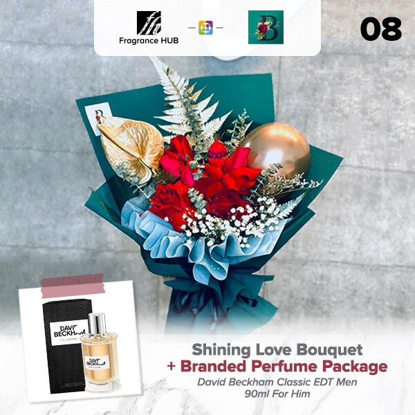 Shining Love Bouquet + Fragrance Hub Branded Perfume (By: The Bliss Florist from Melaka)