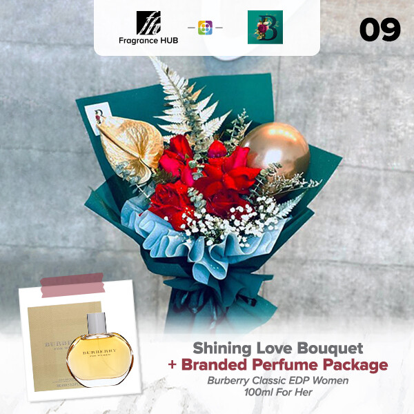 Shining Love Bouquet + Fragrance Hub Branded Perfume (By: The Bliss Florist from Melaka)