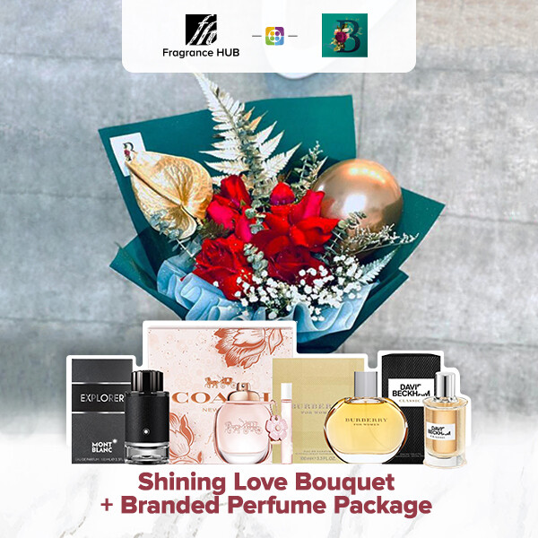 Shining Love Bouquet + Fragrance Hub Branded Perfume (By: The Bliss Florist from Melaka)