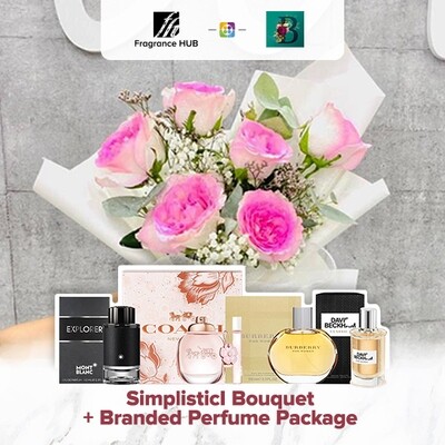 Simplistic Bouquet + Fragrance Hub Branded Perfume (By: The Bliss Florist from Melaka)