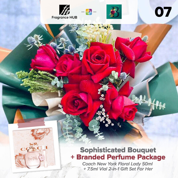 Sophisticated Bouquet + Fragrance Hub Branded Perfume (By: The Bliss Florist from Melaka)