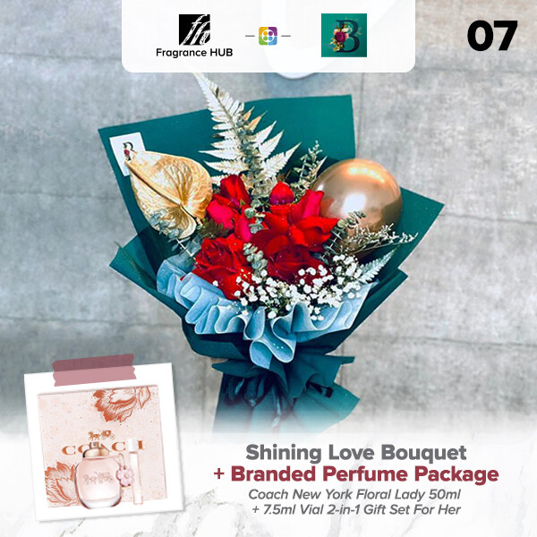 Shining Love Bouquet + Fragrance Hub Branded Perfume (By: The Bliss Florist from Melaka)