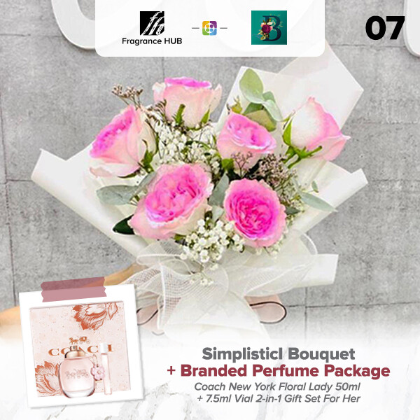 Simplistic Bouquet + Fragrance Hub Branded Perfume (By: The Bliss Florist from Melaka)