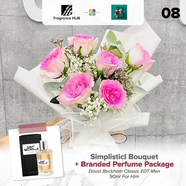 Simplistic Bouquet + Fragrance Hub Branded Perfume (By: The Bliss Florist from Melaka)