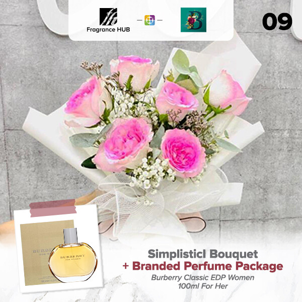 Simplistic Bouquet + Fragrance Hub Branded Perfume (By: The Bliss Florist from Melaka)