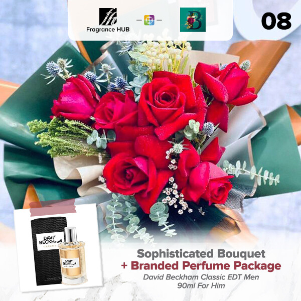 Sophisticated Bouquet + Fragrance Hub Branded Perfume (By: The Bliss Florist from Melaka)