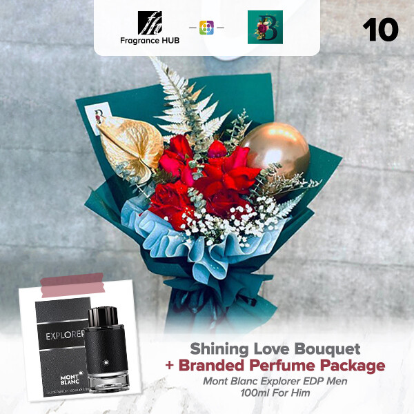 Shining Love Bouquet + Fragrance Hub Branded Perfume (By: The Bliss Florist from Melaka)
