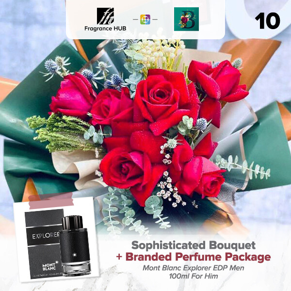 Sophisticated Bouquet + Fragrance Hub Branded Perfume (By: The Bliss Florist from Melaka)