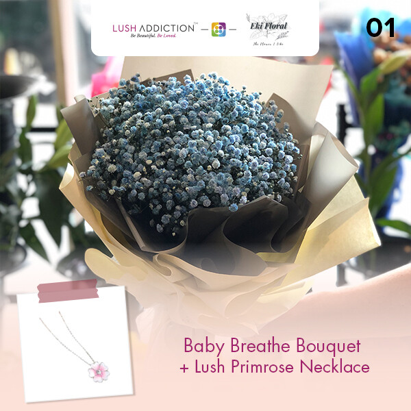 Package A Baby Breath Bouquet  + Lush Addiction Necklace (By: Eki Floral from Bangsar)