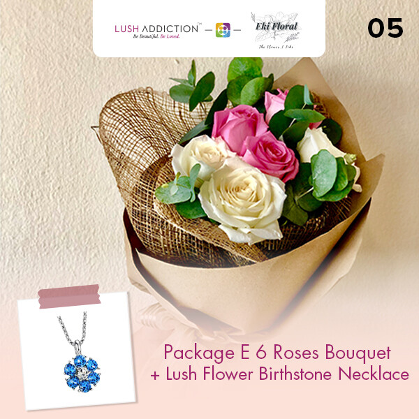 6 Roses Bouquet  + Lush Addiction Necklace (By: Eki Floral from Bangsar)