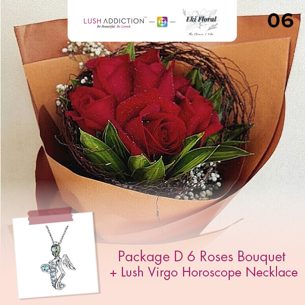 6 Roses Bouquet  + Lush Addiction Necklace (By: Eki Floral from Bangsar)