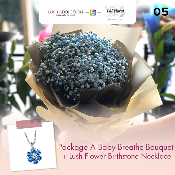 Package A Baby Breath Bouquet  + Lush Addiction Necklace (By: Eki Floral from Bangsar)