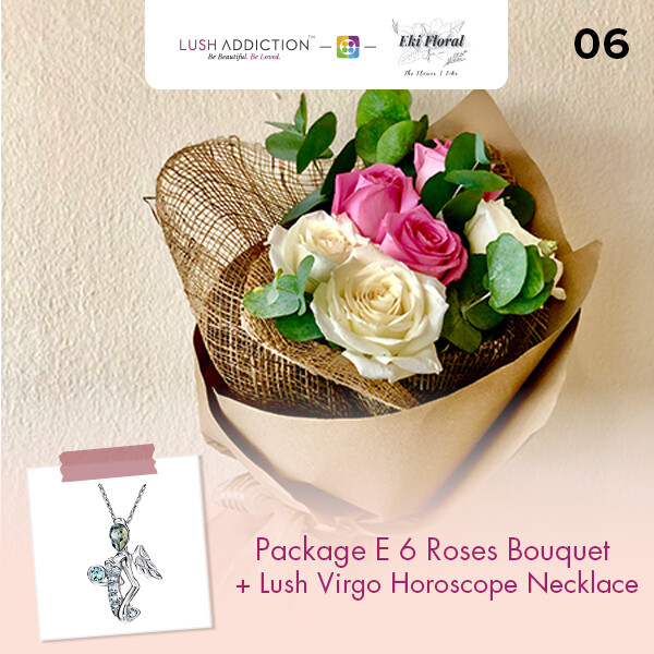 6 Roses Bouquet  + Lush Addiction Necklace (By: Eki Floral from Bangsar)
