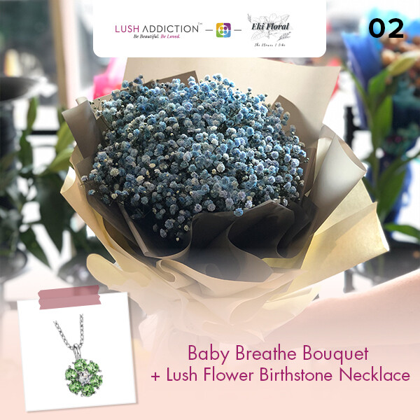 Package A Baby Breath Bouquet  + Lush Addiction Necklace (By: Eki Floral from Bangsar)