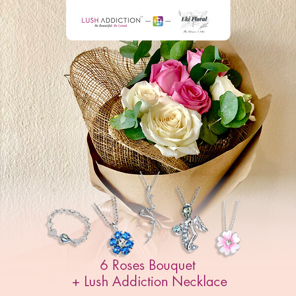 6 Roses Bouquet  + Lush Addiction Necklace (By: Eki Floral from Bangsar)
