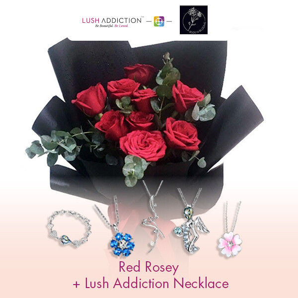 Red Rosey + Lush Addiction Necklace (By: Buds N Blooms from KL)