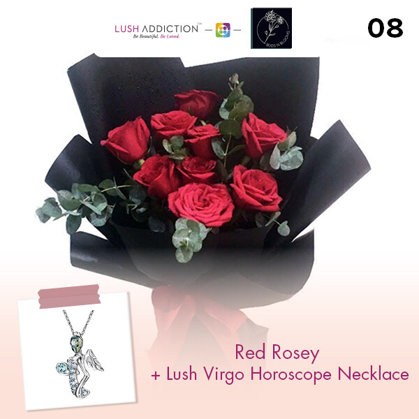 Red Rosey + Lush Addiction Necklace (By: Buds N Blooms from KL)
