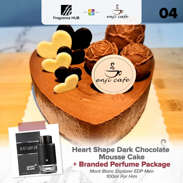 Heart Shape Dark Chocolate Mousse Cake  + Fragrance Hub Branded Perfume (By: Enji Cafe from Melaka)