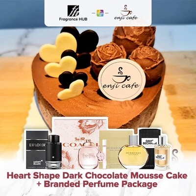 Heart Shape Dark Chocolate Mousse Cake  + Fragrance Hub Branded Perfume (By: Enji Cafe from Melaka)