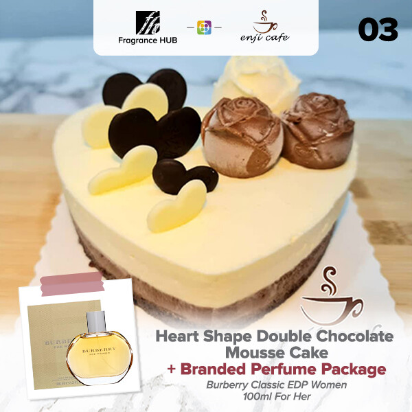 Heart Shape Double Chocolate Mousse Cake  + Fragrance Hub Branded Perfume (By: Enji Cafe from Melaka)