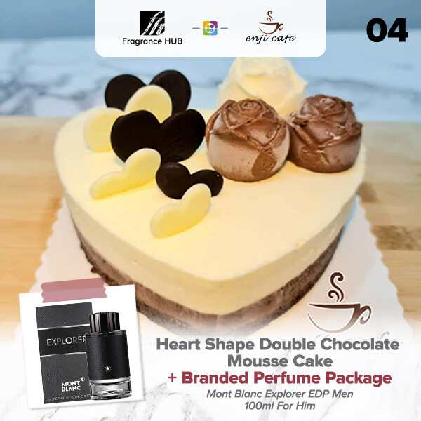 Heart Shape Double Chocolate Mousse Cake  + Fragrance Hub Branded Perfume (By: Enji Cafe from Melaka)
