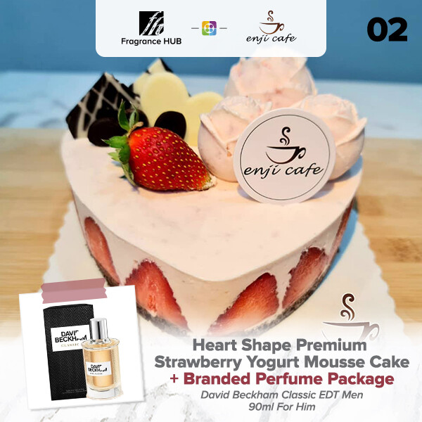 Heart Shape Premium Strawberry Yogurt Mousse Cake  + Fragrance Hub Branded Perfume (By: Enji Cafe from Melaka)